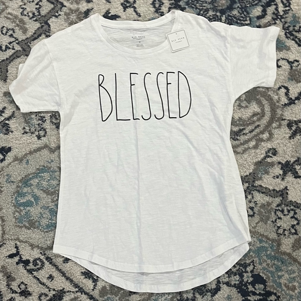 Rae Dunn BLESSED basic white t-shirt NWTs size medium